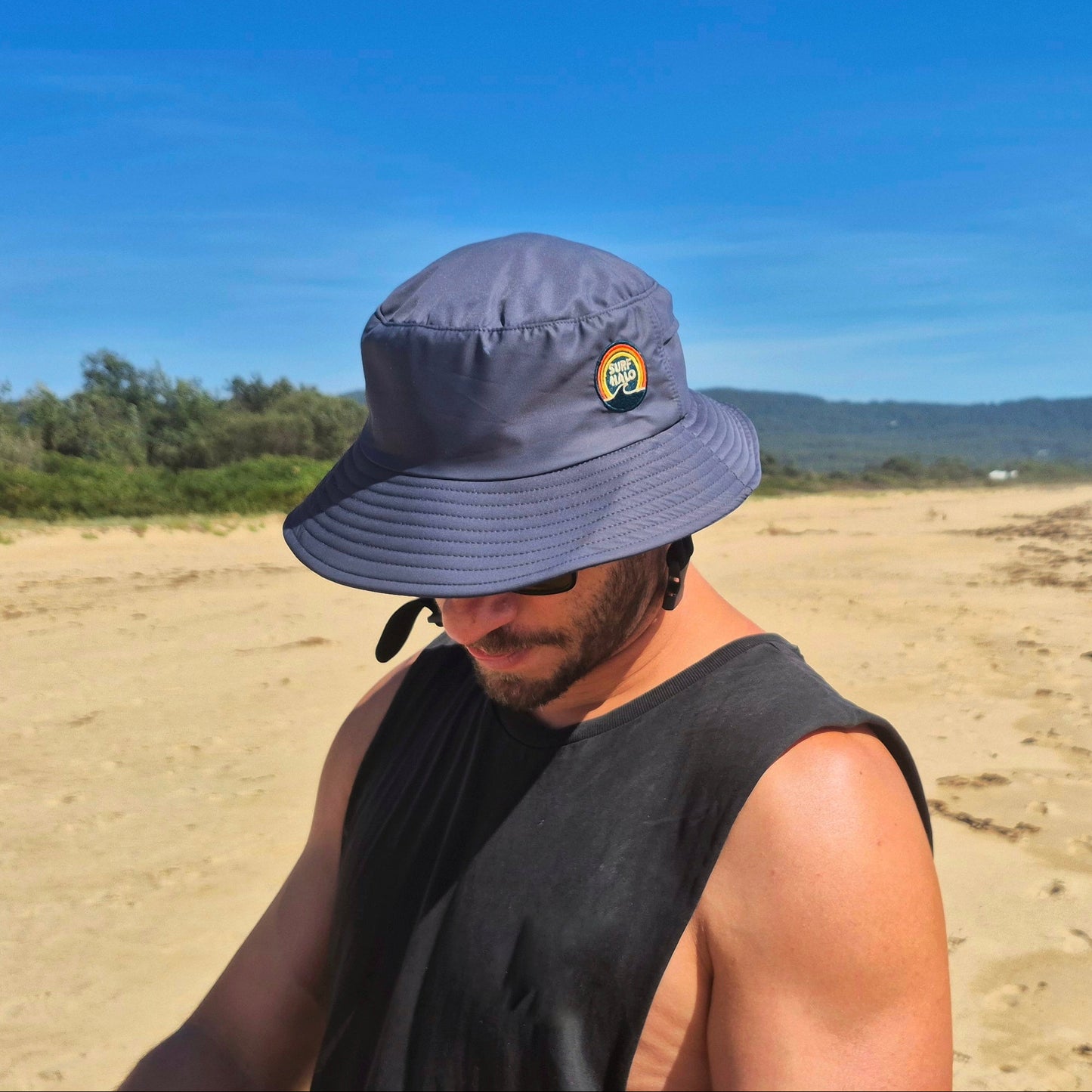men wearing surf hat grey quick drying