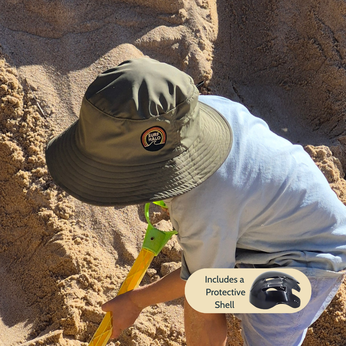 PRE-ORDER • Ships Mid-June HALO PROTECT KIDS - Surf Hat with a protective inner shell - Olive Green