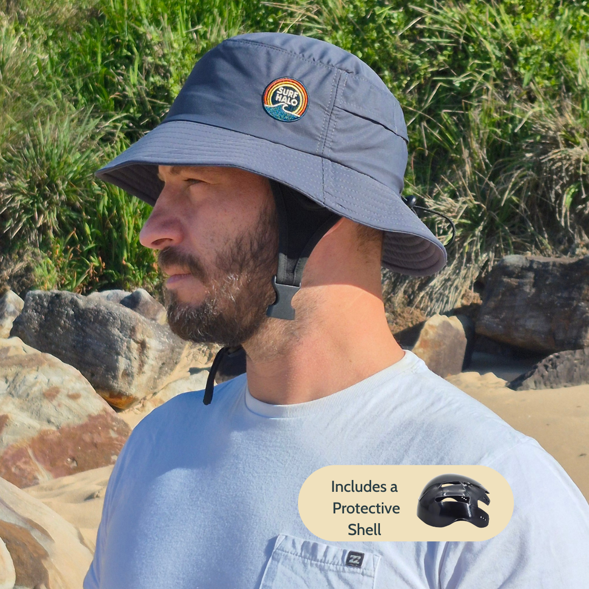 HALO PROTECT - Surf Hat with a protective inner shell - Charcoal